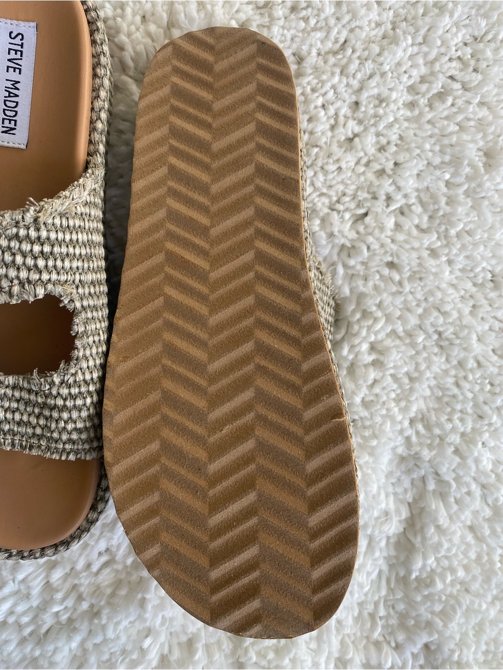 Steve Madden Beige Woven Double-Buckle Platform Mules - Picture 7 of 7